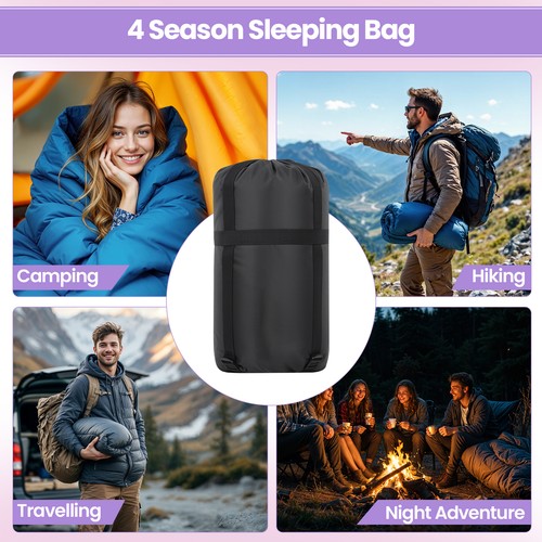 4 Season Sleeping Bag Single Waterproof Outdoor Camping Hiking Envelope Zip Bags - Picture 9 of 56