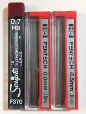 One Scripto Ultrapolymer 0.7 HB Lead Reflls & Two Pentech 0.5 HB Lead Refills