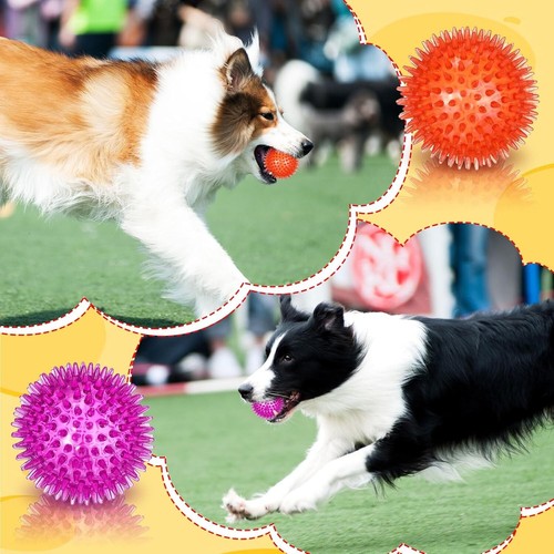 24 Pcs Spikey Dog Balls 3.5 Inch Squeaky Dog Toys Pet Toys Rubber Dog Toy Bal... - Picture 4 of 7