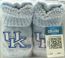 NCAA Kentucky Wildcats White KU Logo LT Blue Booties Gift Box SZ NB 2 Feet Ahead