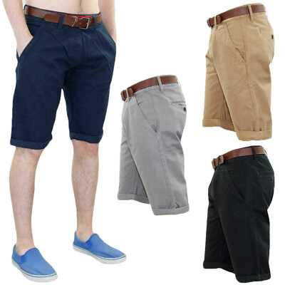 Mens Crosshatch Shorts Chino Denim Cotton Smart Casual Summer Holiday Half Pant