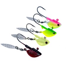 5pcs Fishing Jigs with Willow Blades Underspin Jig Head Bass Jig Hook 1/8- 3/4oz