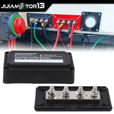 4 Way Bus Bar/Power Distribution Box Terminal Studs Black Heavy Duty 300A 48V DC