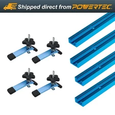 POWERTEC 71855 48 Inch x4 Universal T track with 4 Pcs Hold Down Clamp