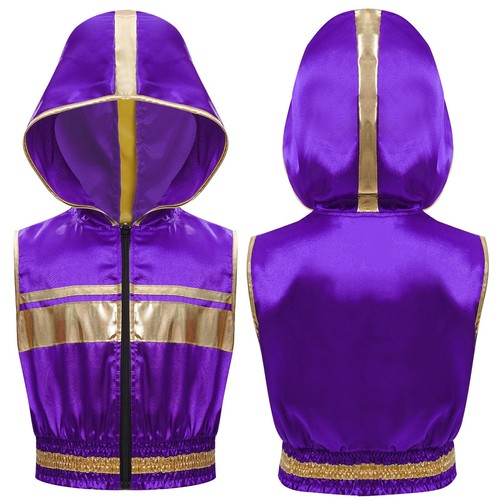 Kids Boys Top Metallic Trim Hoodie Zipper T-Shirt Kickboxing Vest Boxing Stage - Picture 25 of 30