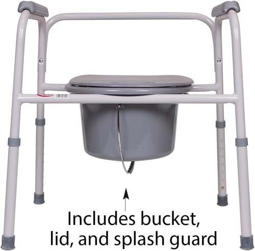 Carex 3-In-1 Folding Bedside Commode - Porta Potty for Adults - Portable Toilet - Picture 5 of 12