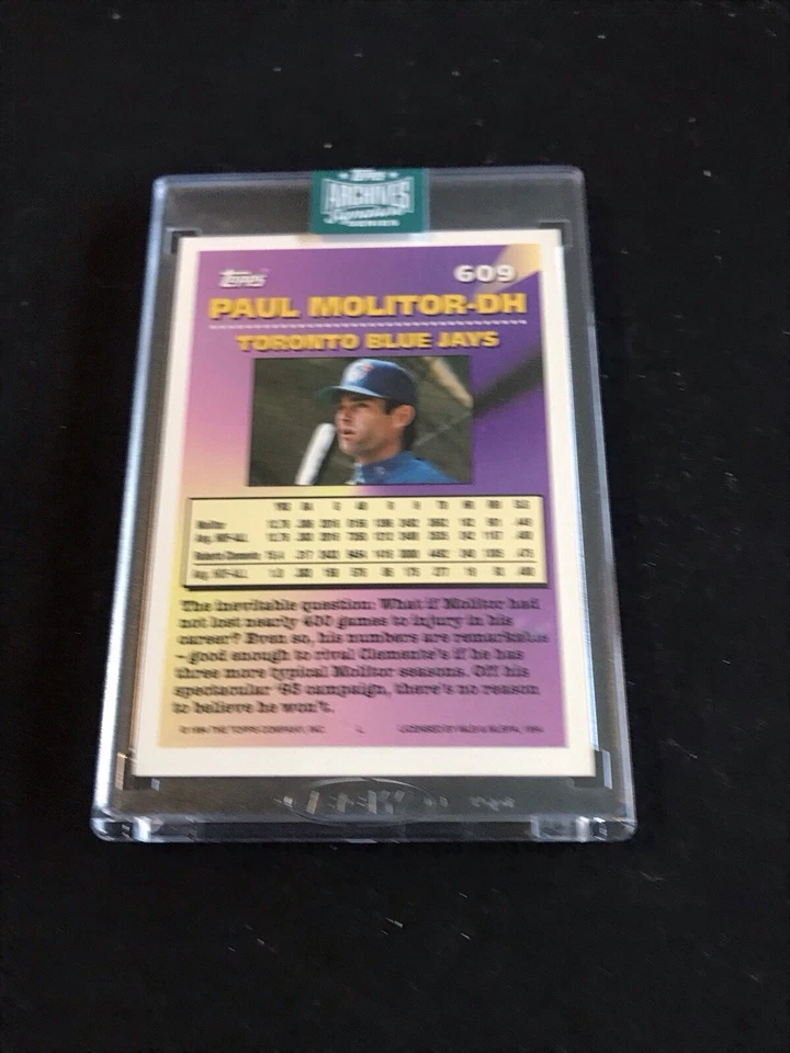 Paul Molitor Auto 2024 Topps Archive 6/6 Signatures 1994 Topps #609 - Image 2 of 2