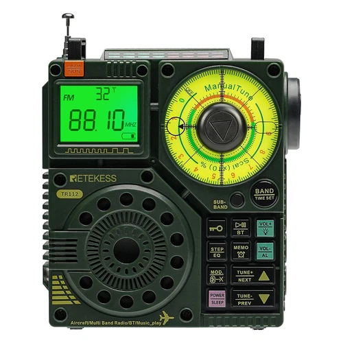TR112 Short wave Radio AM FM AIR MW VHF WB MultiBand Ham Radio Bluetooth camping