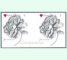 4959a Vintage Rose Forever Rate Imperf Horizontal Pair with Vertical Gutter NDC