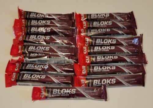 CLIF BLOKS Energy Chews  BLACK CHERRY Gluten Free +50mg Caffeine 17ct EXP 8/24 - Picture 1 of 3