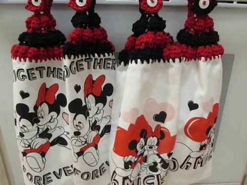 Mickey Mouse Minnie Mouse 2 Platoallas Colgantes Cocina Toallas Prendas para el torso Juego de Toallas Rojo Negro - Imagen 7 de 10