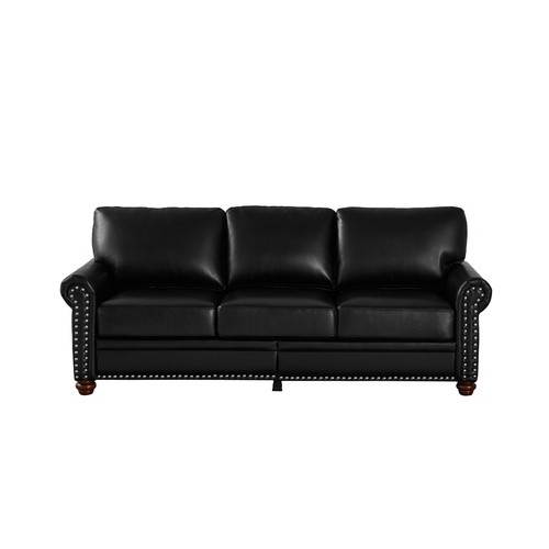 Classic Faux Leather Sofa Upholstered Couch with Nailhead Trim Removable Cushion - Picture 41 of 206