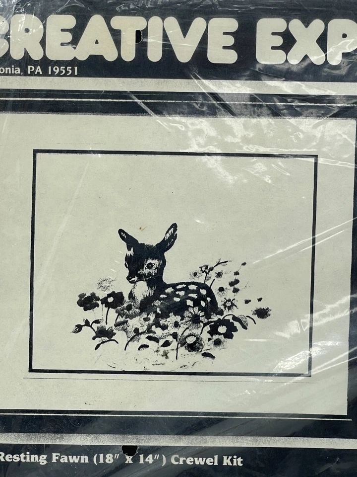 De colección 1984 Creative Expressions Erica Wilson Descanso Fawn Crewel Kit Bordado Foto 2 de 4