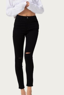 Jelly Jeans Brand New SIZE 9 Black Skinny  Straight Leg Fit With Knee Slit