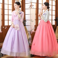 Women Korean Hanbok Dress Flower Traditional National Costume Court Dress Kimono