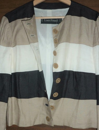 LOUIS FERAUD LINEN/SILK JKT W EMBOSSED BUTTONS - UK 10/US 6/F 38 - NEW WO TAGS - Picture 8 of 12