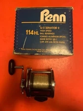 VINTAGE CUSTOM BUILT PENN SPECIAL SENATOR 114HL 6/0 FISHING REEL NEWELL BASE+BOX