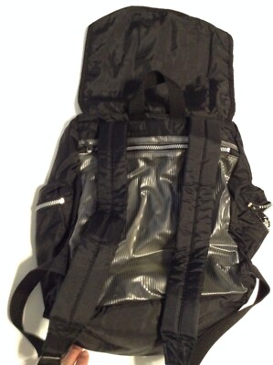 Vintage The Gap black backpack bag gray zippers clear back pocket
