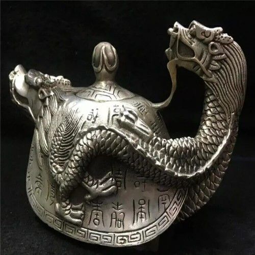 Xuande In Ming Dynasty Cupronickel Two Dragon Longevity Bronze Teapot Collection - Picture 3 of 9