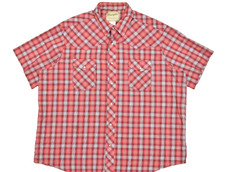 Wrangler Western Fashion Pearl Snap Shirt Mens 2XL Red Plaid Short Sleeve Cowboy