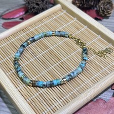 Handmade Natural African Turquoise 4mm Bracelet Gemstone Beads Women Girls Gift