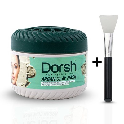 Gesichtsmaske 400g   Argan Clay Mask Tonerde - Porentief + Maskenbürste