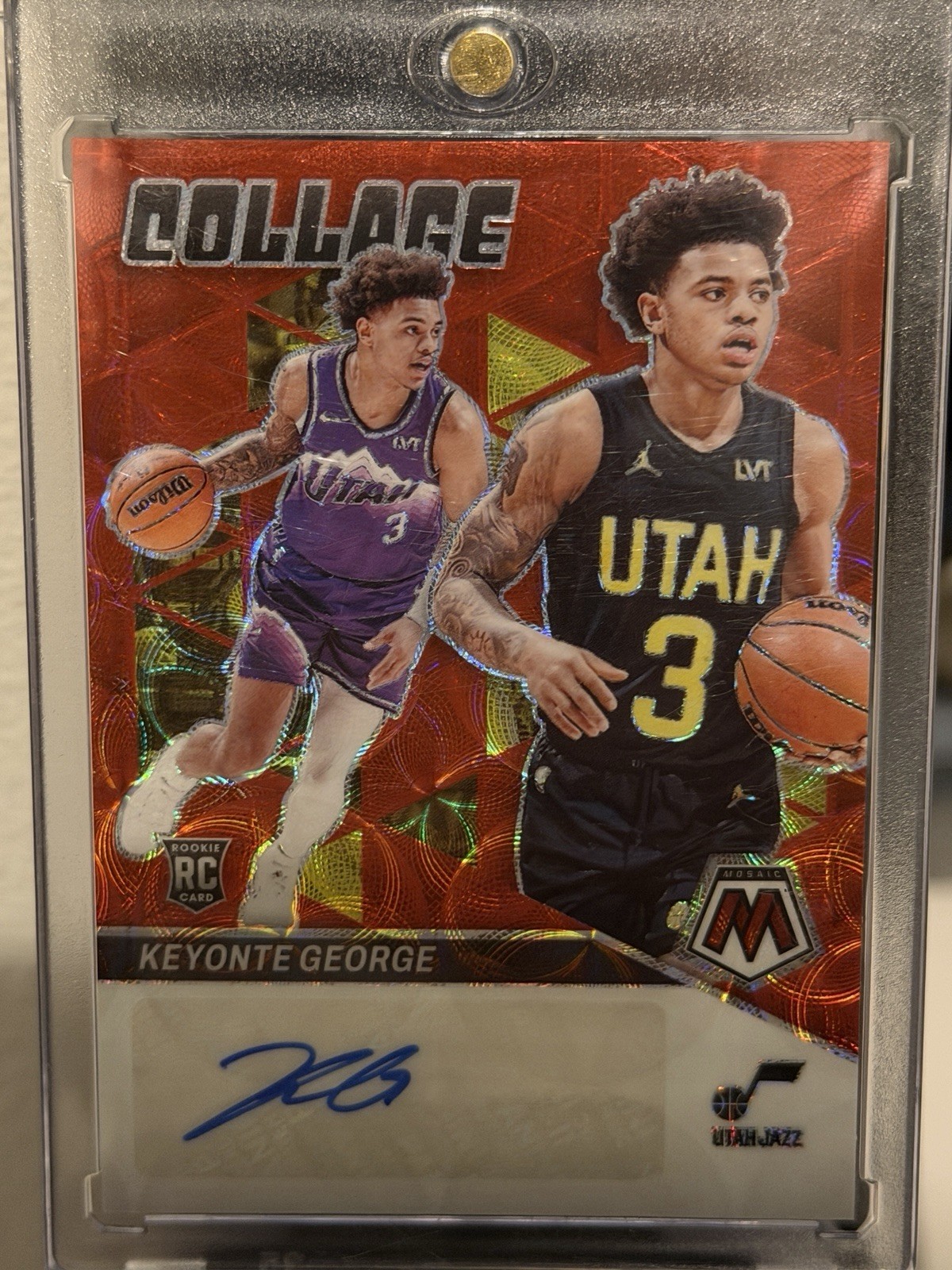 2023-24 KEYONTE GEORGE AUTO PANINI MOSAIC CHOICE RED RC COLLAGE AUTOGRAPHS