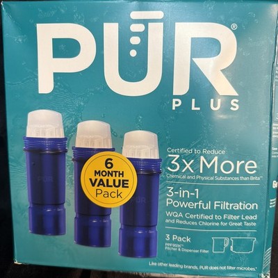 PUR PLUS PPF951K Pitcher Dispenser Filter, To Filter Lead, 3 Pack New In Box