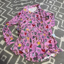 Nwt art class Girls Pajama Set L/S Button Top Shorts College Pink Velour Xl 14