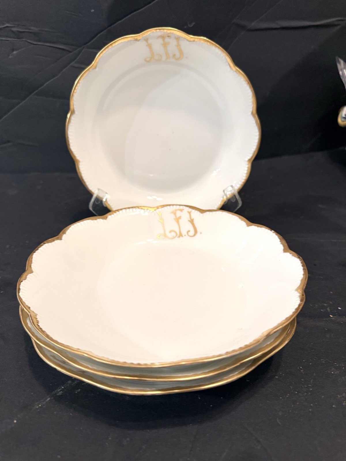 4 Bernardaud VERLAINE Limoges France Haviland Gold Rim Soup Bowls 8”