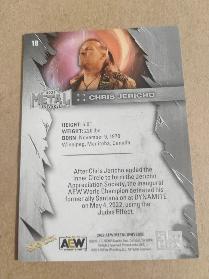 2022 Skybox Metal Universe AEW All Elite Wrestling - Chris Jericho #18 Purple... - Image 2 of 3