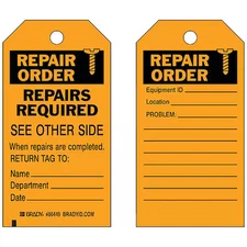 Brady 86449 Repair Order, Repairs Required When Repairs Are Completed. Return
