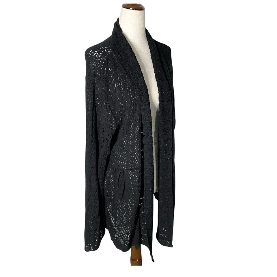 Y2K AMERICAN RAG CIE Sparkly Crochet Cardigan 3XL Black Witchy Whimsigoth Vntg - Image 2 of 4