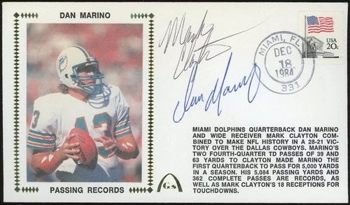 Dan Marino/Mark Clayton Autographed FDC Gateway Cachet 12/18/84 JSA CK72124