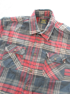 Jacks Heritage Flannel Shirt Men Size Large Red Plaid Outdoor Work Long Sleeve