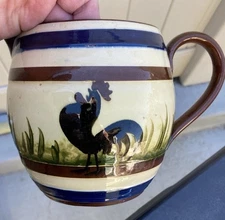 VTG Collectible Longpark Torquay Rooster Pip Squeak  Pottery Large Milk Pitcher