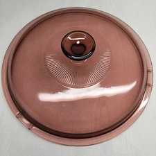 Pyrex Vision Lid Cranberry Replacement Glass Cookware Pan Cover Marked V12C Vtg