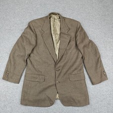 Oscar De La Renta Blazer Mens 42L Brown Check Wool Tweed Sport Coat Jacket