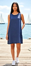 J Crew NWT womens A-line navy linen sleeveless dress sz 10P retail $89.50
