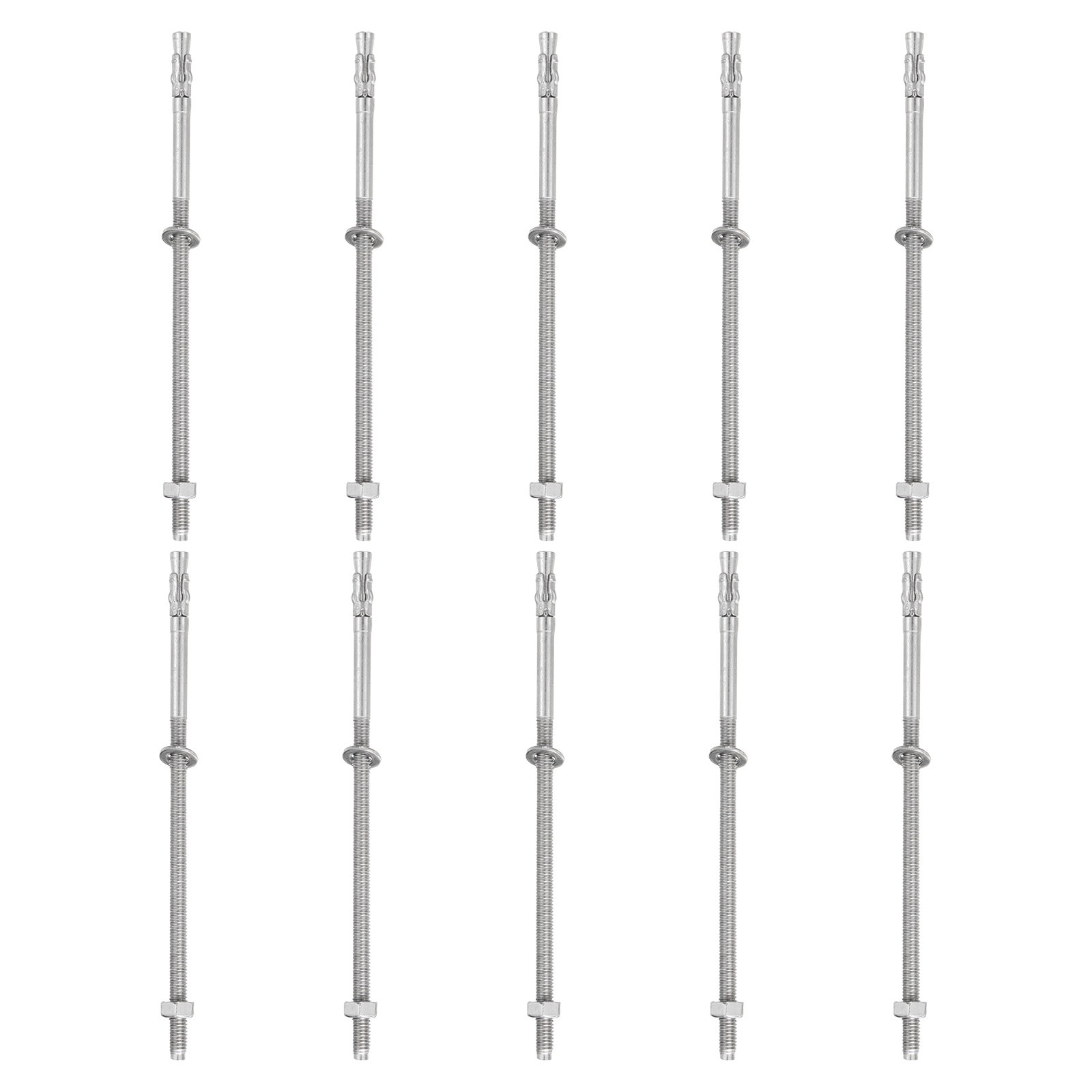 10Set 1/4" x 6" Stainless Steel Wedge Concrete Anchors(Include Washers Nuts)
