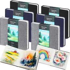 6 PCS 5.5x5.5 inch Watercolor Sketchbook Journal 140 lb Cotton Cold Press Paper