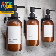 Stylish Shampoo and Conditioner Dispenser Set of 3 for Wall Mount - Modern Drill