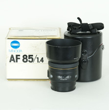Excellent Minolta AF 85mm f/1.4 Portrait Lens Sony A Mount w/ Hood Case Box