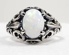 Vintage Designer Kabana Sterling Silver 925 Small Oval White Opal Ring Size: 6