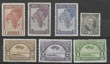 Liberia 1928, maps and palm trees  complete set of 7, mint, $$$ #230-6