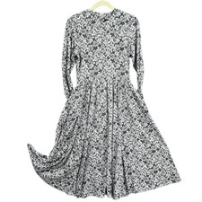 VTG 90s All That Jazz Dress 11/12 Black Lace Print Goth Witchy Grunge Midi Boho