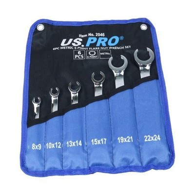 US PRO 6pc Flare Nut Wrench Set Brake Pipe Line Spanner Metric 8-24mm 6 Point