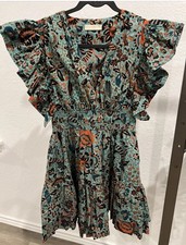 Ulla Johnson Cotton Green Floral Mini Dress Sz 2 (item A22)