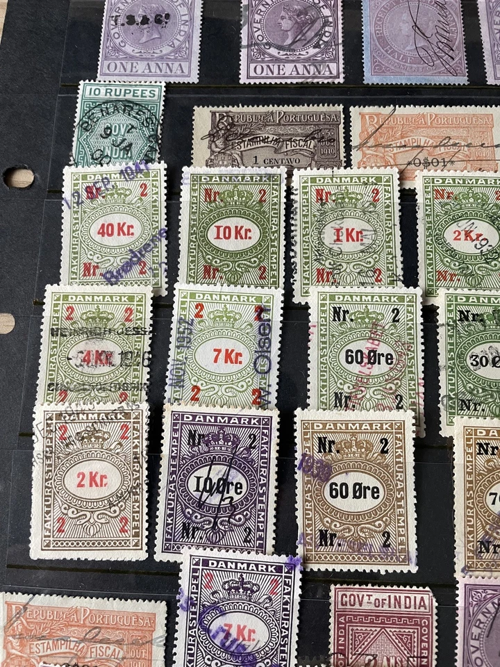 Estampillas del impuesto sobre la renta x 45 - varios valores y países Foto 3 de 4