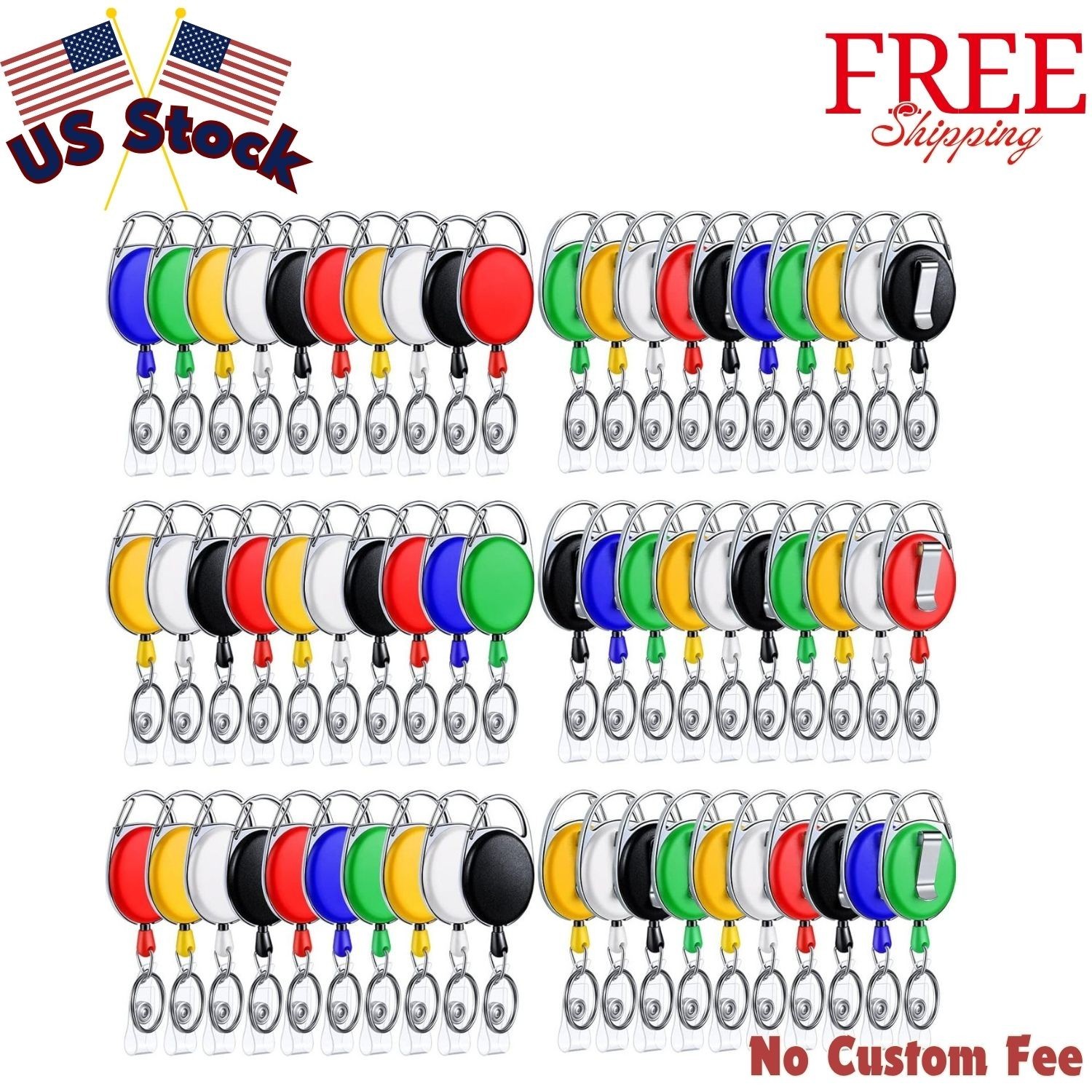 80Packs Retractable ID Badge Holder Name ID Badge Reel Clips